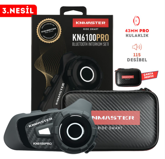 Knmaster KN6100 PRO İnterkom Karbon Siyah