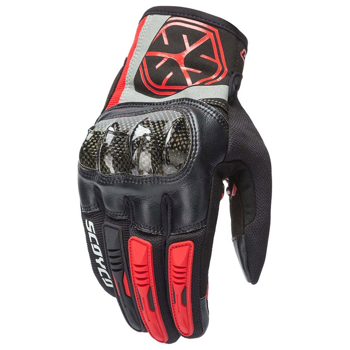 ELDİVEN SCOYCO MC122 CARBON SİYAH-KIRMIZI (M)