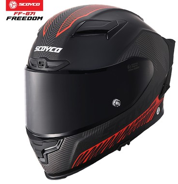 SCOYCO 871 FREEDOM KASK MAT-SİYAH-KIRMIZI (L)