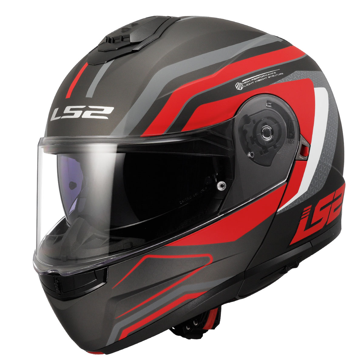LS2 STROBE 2 PHANTOM MAT TITANIUM-GRİ-KIRMIZI KASK (XL)