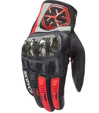 ELDİVEN SCOYCO MC122 CARBON SİYAH-KIRMIZI (L)