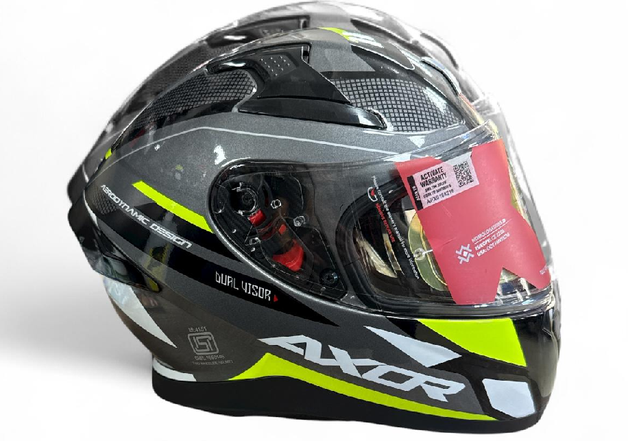 AXOR TÜRBİNE GRİ-SARI-SİYAH KASK GÜNEŞ GÖZLÜKLÜ (L)