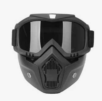 MOTOSİKLET-BİSİKLET KASK MASKESİ GÖZLÜKLÜ SİYAH CAM