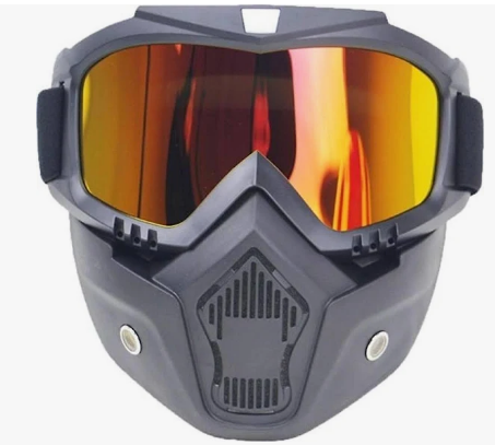 MOTOSİKLET-BİSİKLET KASK MASKESİ GÖZLÜKLÜ SARI CAM