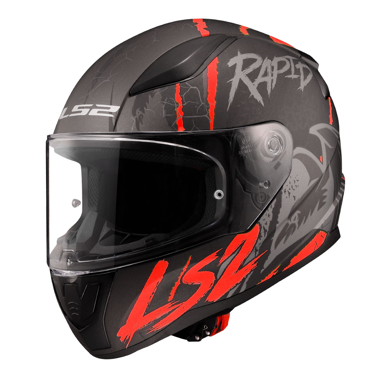 LS2 RAPID 2 RAVEN MAT SİYAH-BEYAZ-KIRMIZI KASK (M)